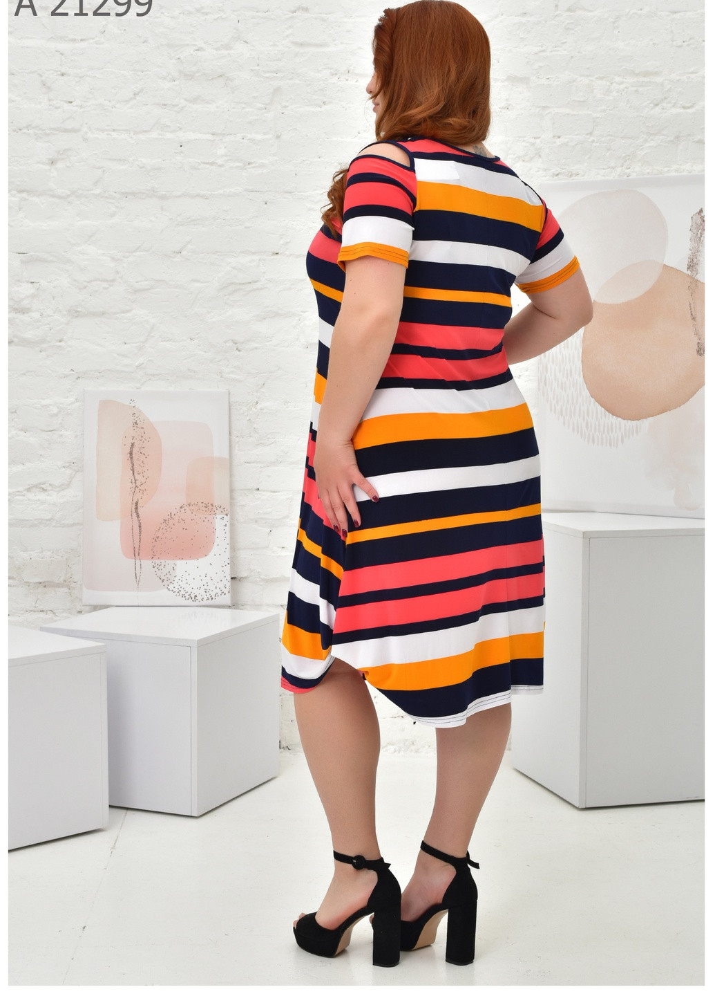 Темно-синя повсякденний жіноча сукня великого розміру SK