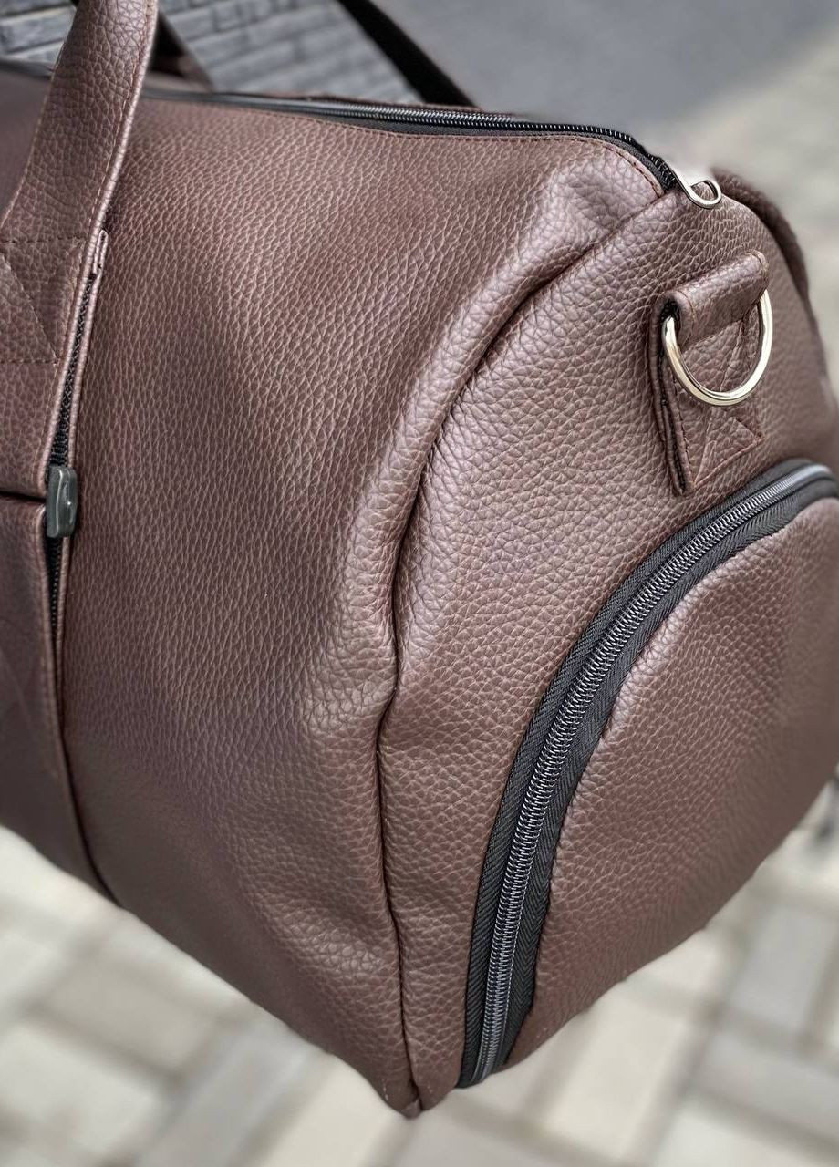 Мужская коричневая сумка через плечо дорожная спортивная Strong Brown No Brand (260026933)