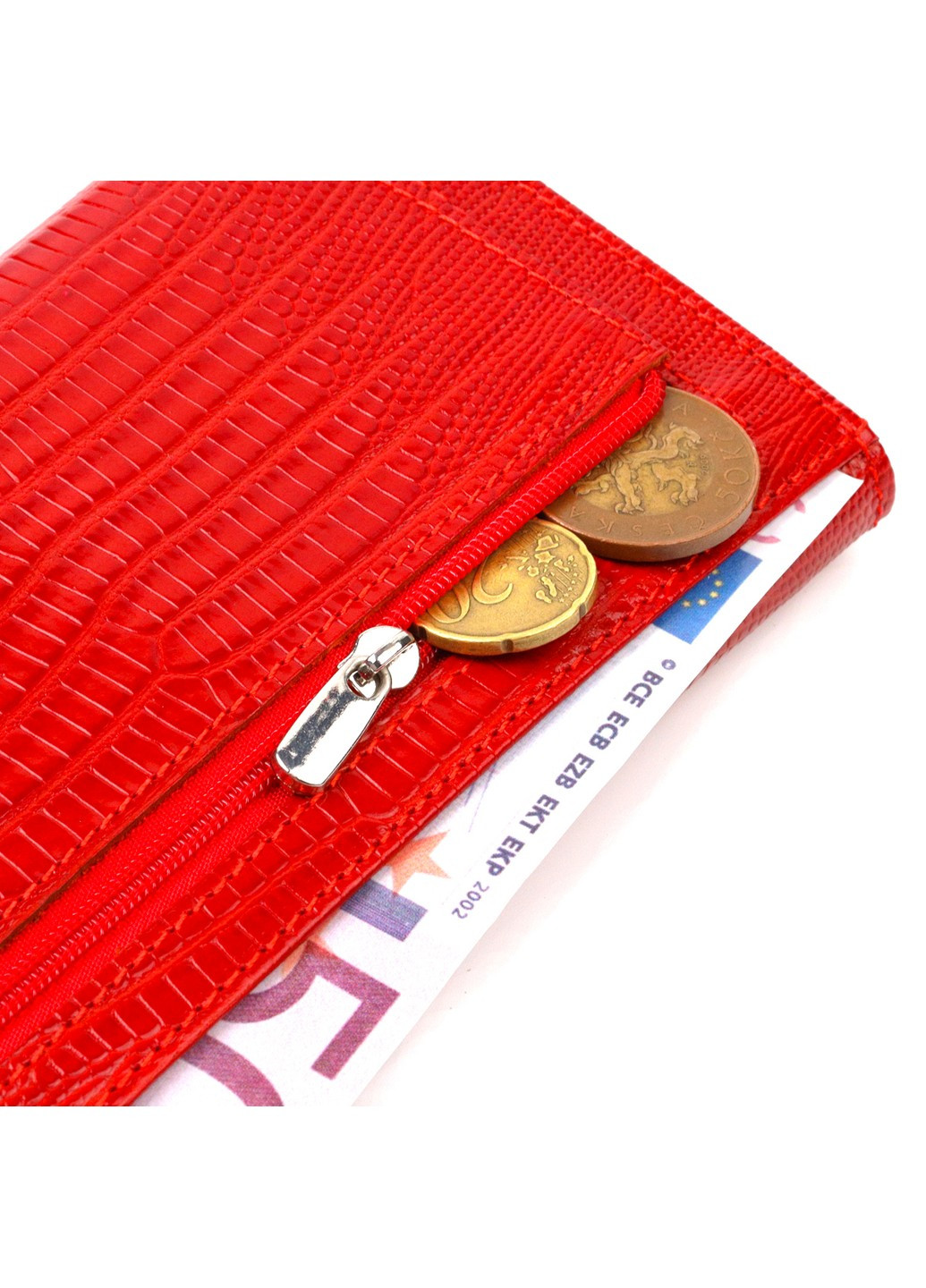 Яскравий гаманець для жінок із натуральної фактурної шкіри 21823 Червоний Canpellini (259874065)