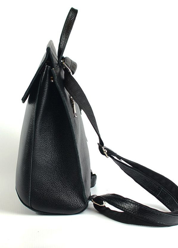Шкіряна жіноча сумка рюкзак трансформер через плече, рюкзак жіночий чорний з натуральної шкіри Serebro (266914625)