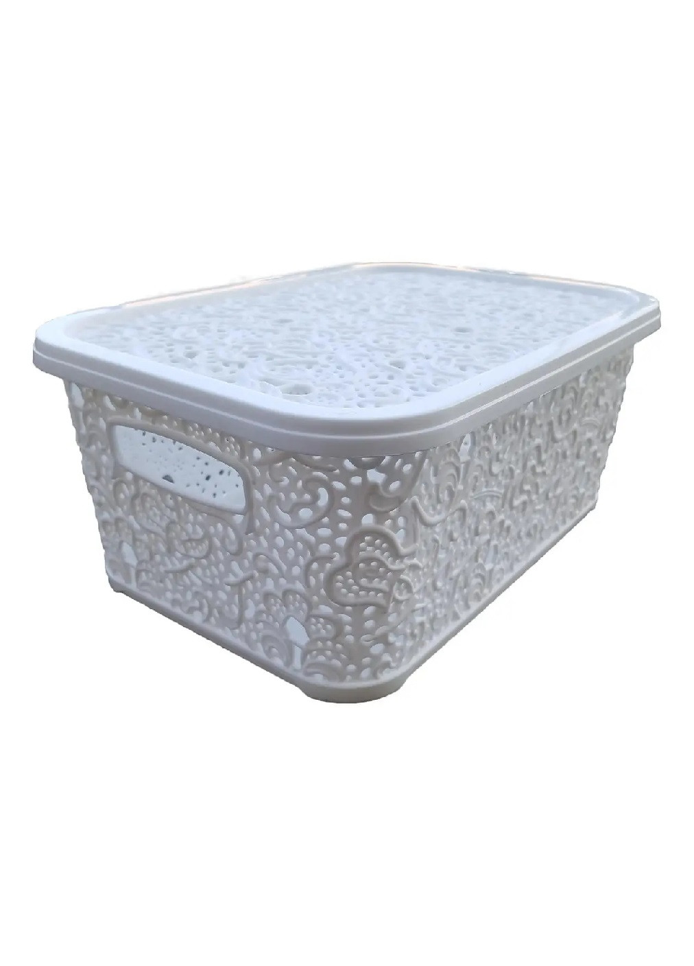 Кошик коробка бокс органайзер короб для зберігання речей універсальний з кришкою ручками 25x34.5x16 см (475586-Prob) Білий Unbranded (269002742)