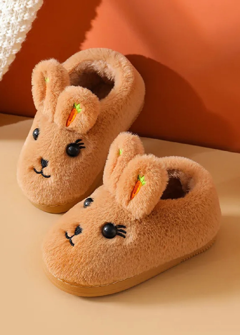 Домашні кімнатні хутряні капці закриті для дівчаток хлопчиків розмір 28-29 (475906-Prob) Зайчик коричневі Unbranded (275068612)