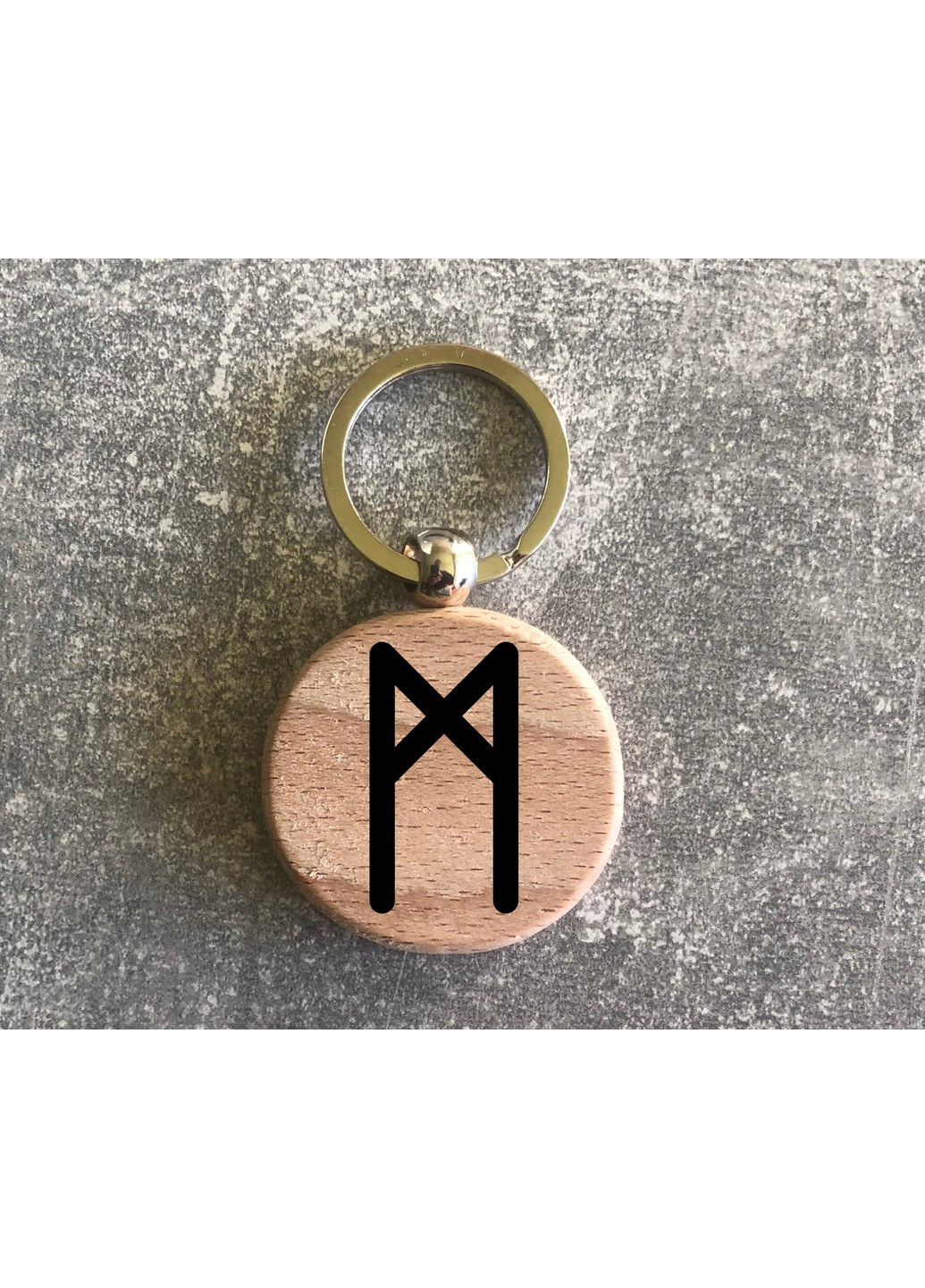 Круглий Дерев’яний брелок з руною Старшого Футарка «Манназ» ЗаСвіт (261333070)