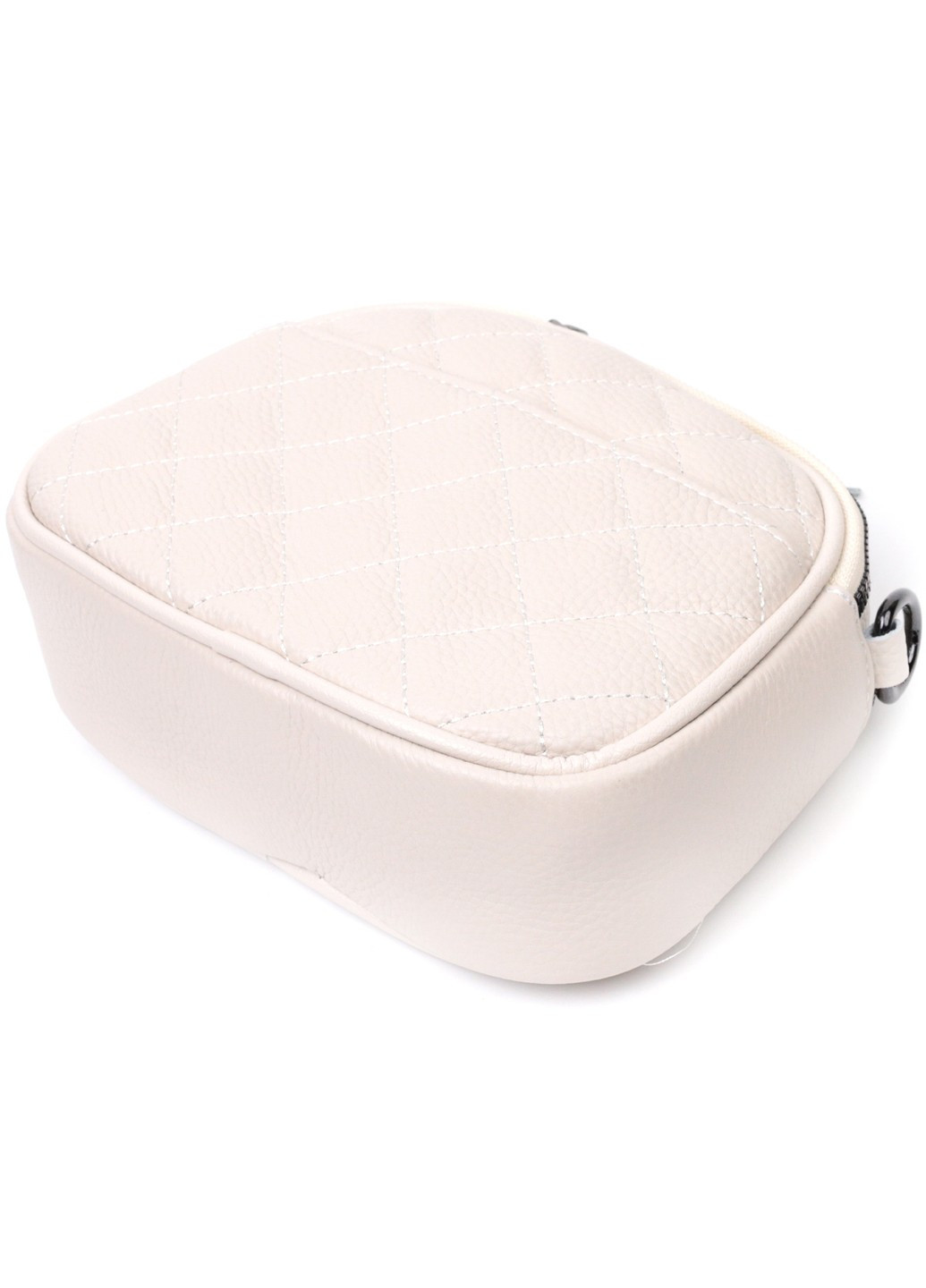 Жіноча стьобана сумка з м'якої натуральної шкіри 22326 Біла Vintage (276461677)