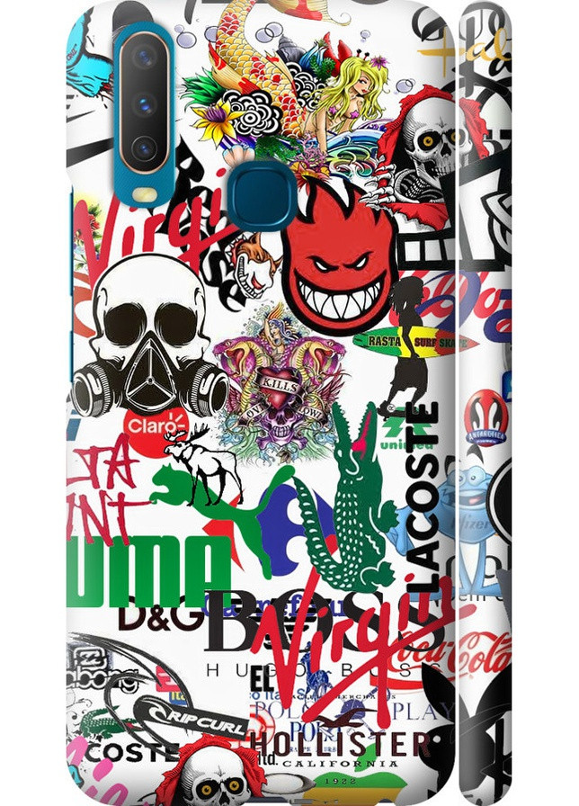 3D пластиковий матовий чохол 'Many different logos' для Endorphone Vivo Y15 (257904785)