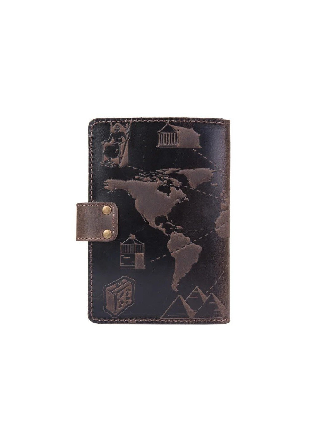 Обкладинка для паспорта зі шкіри «7 wonders of the world» PB-03S / 1 Shabby Alga Темно-зелений Hi Art (268371171)