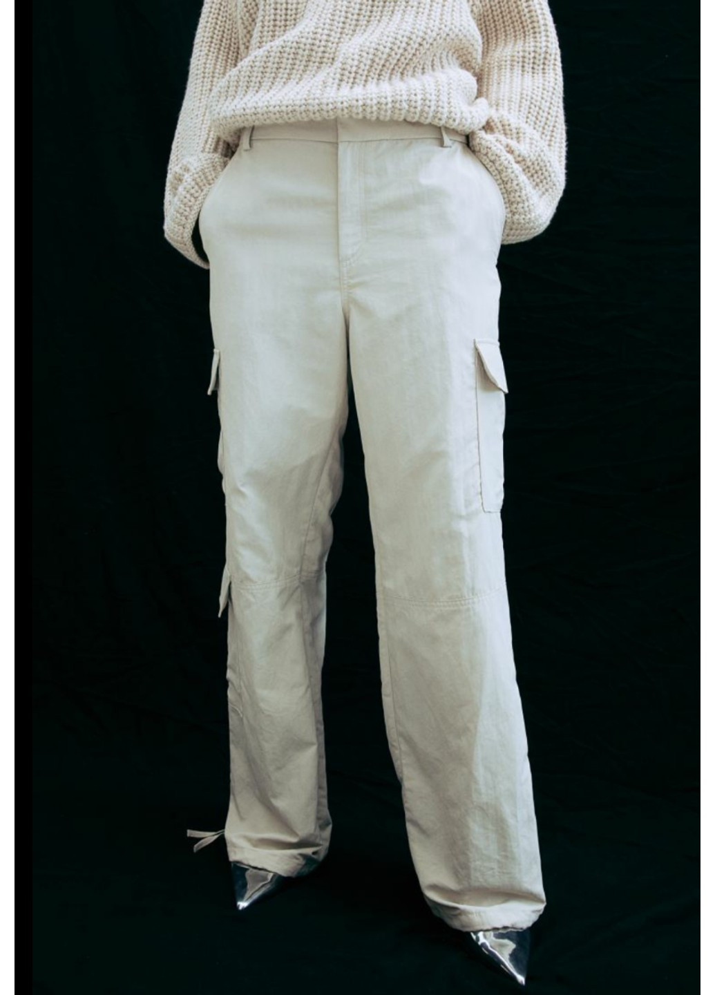 Женские брюки карго из твила Н&М (56553) S Светло-бежевые H&M (272842183)
