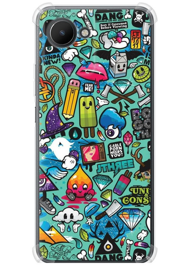 Силикон с усиленными углами чехол 'Стикер бомбинг 1' для Endorphone Realme C30 (265021944)