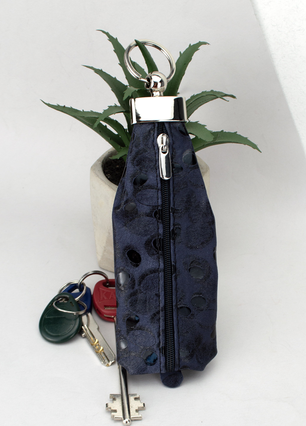 Подарунковий жіночий набір №72: косметичка + ключниця синього кольору HandyCover (268465335)