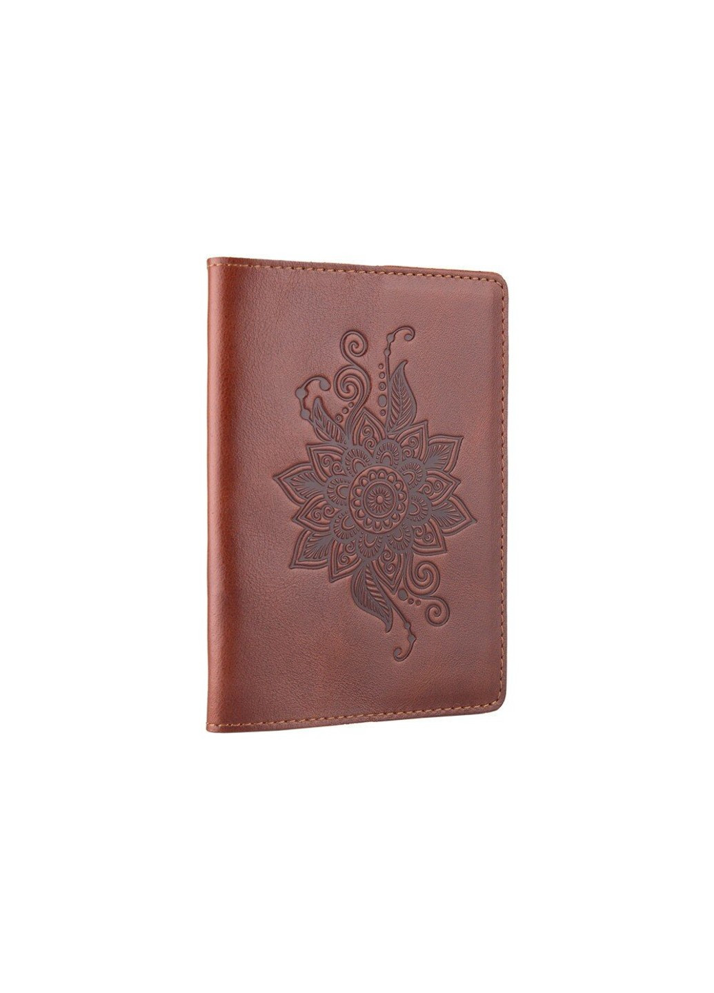Шкіряна обкладинка на паспорт коньячного кольору HiArt PC-01 Коньячний Hi Art (268738515)
