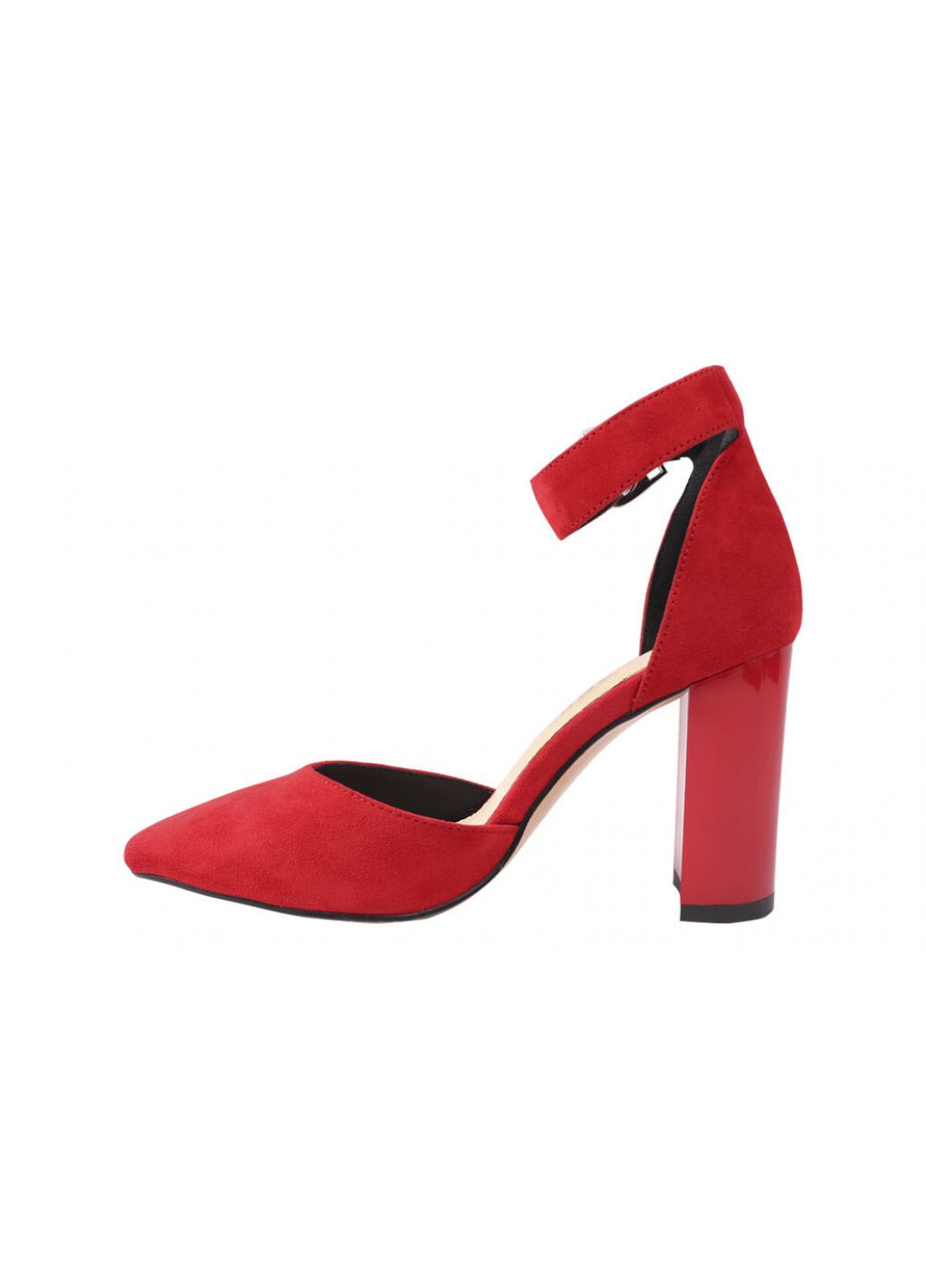 Туфлі жіночі з натуральної замші, на великому каблуці, червоні, Erisses 900-21lt (257437487)