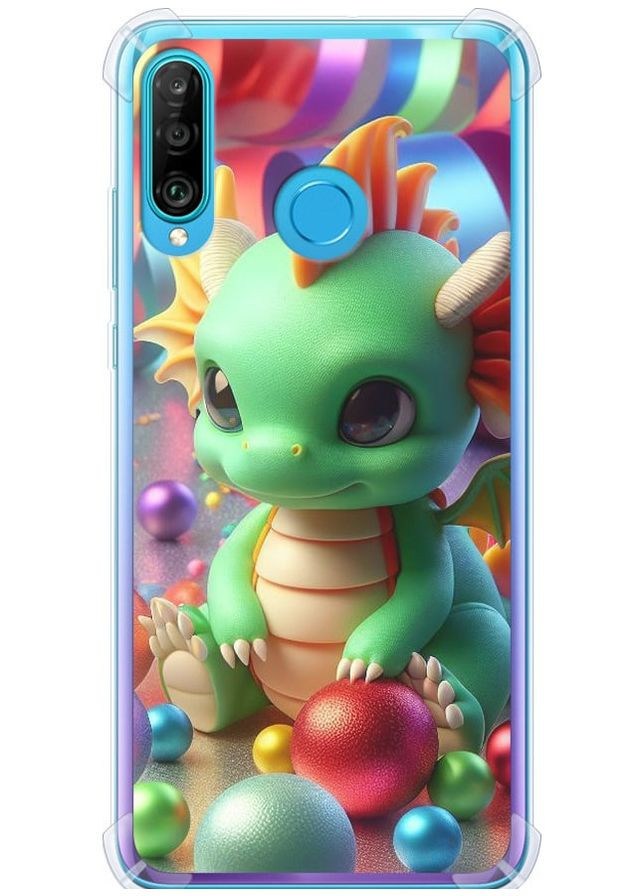 Силіконовий протиударний с посиленими кутами чохол 'Веселий дракончик' для Endorphone Huawei P30 Lite (275461245)