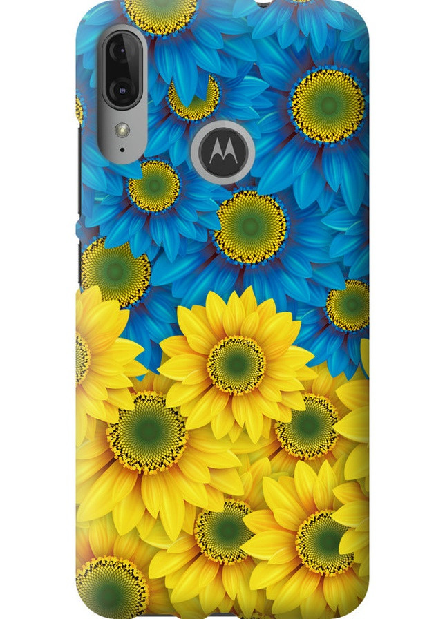 Силиконовый чехол 'Жёлто-голубые цветы' для Endorphone Motorola Moto E6 Plus (257827102)