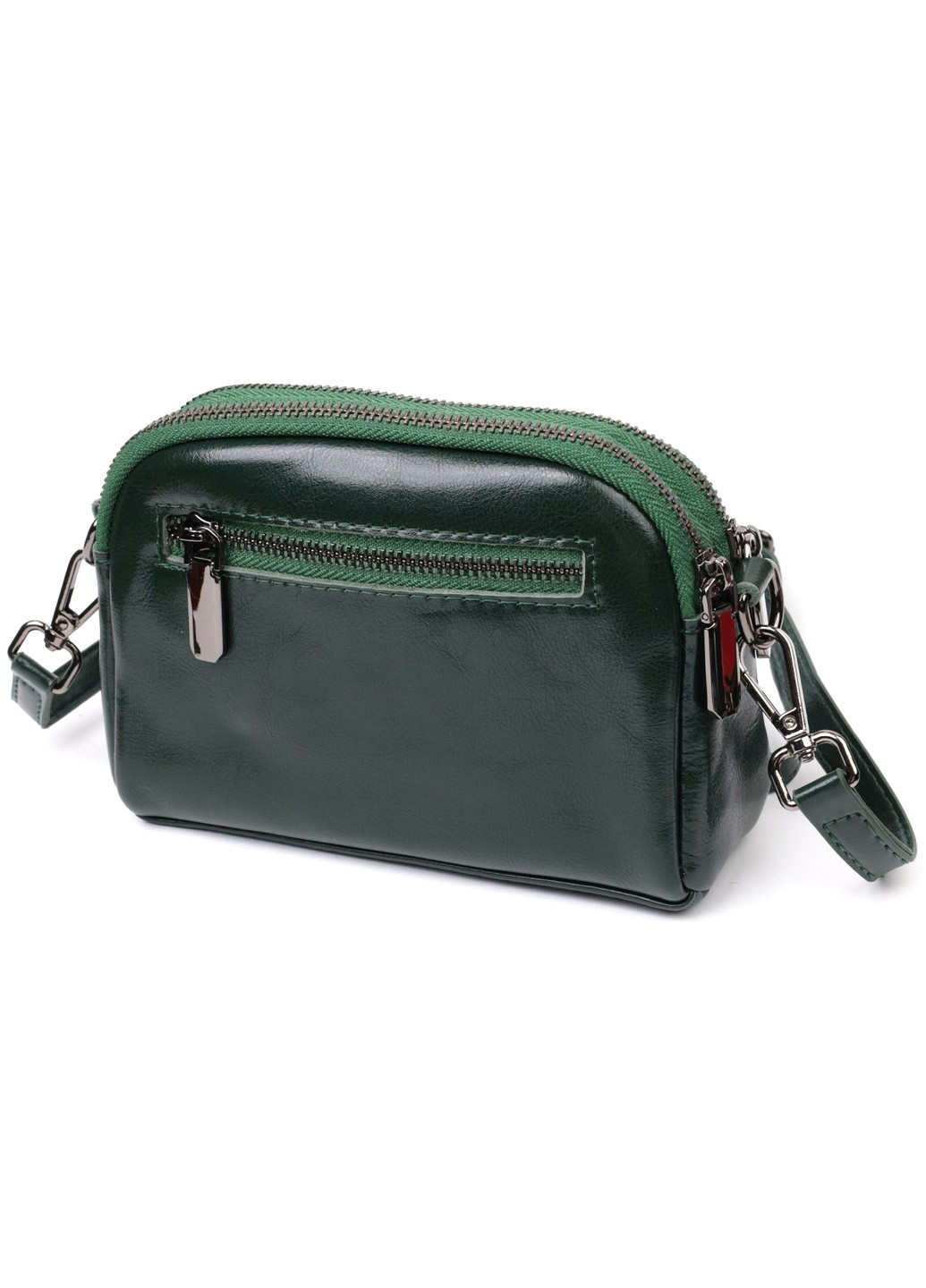 Кожаная женская сумка с глянцевой поверхностью 22420 Зеленый Vintage (276457572)