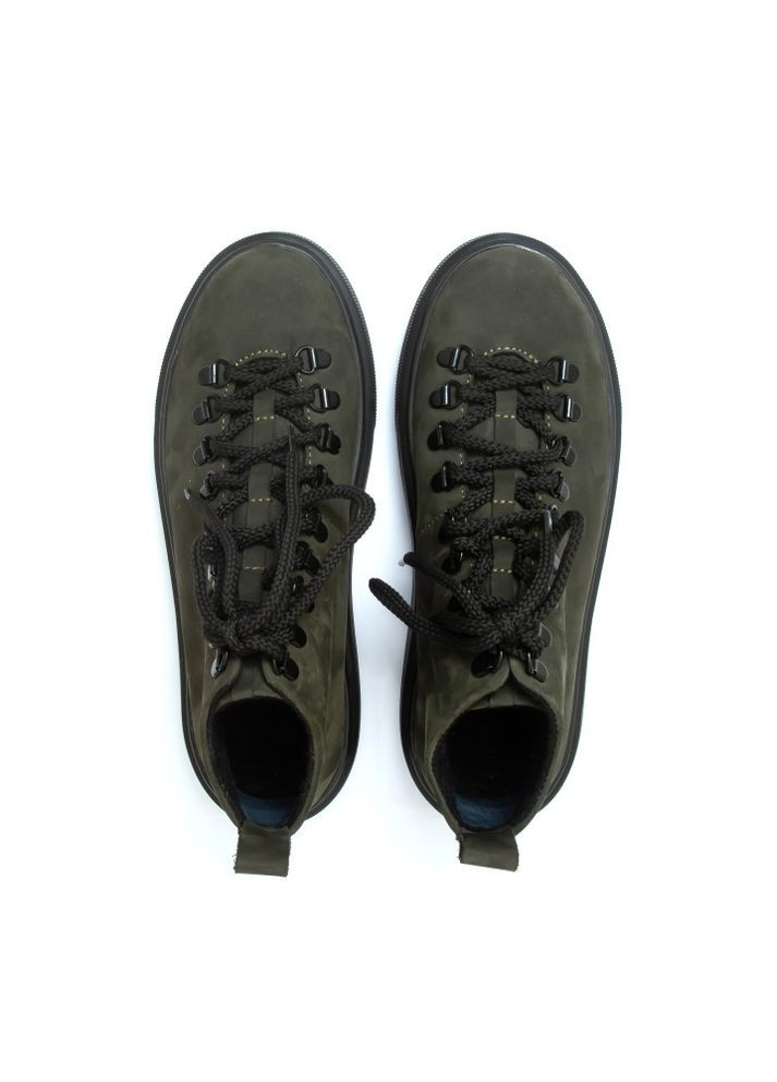 Осенние ботинки женские демисезонные magda из нубука хаки Oldcom без декора из натурального нубука