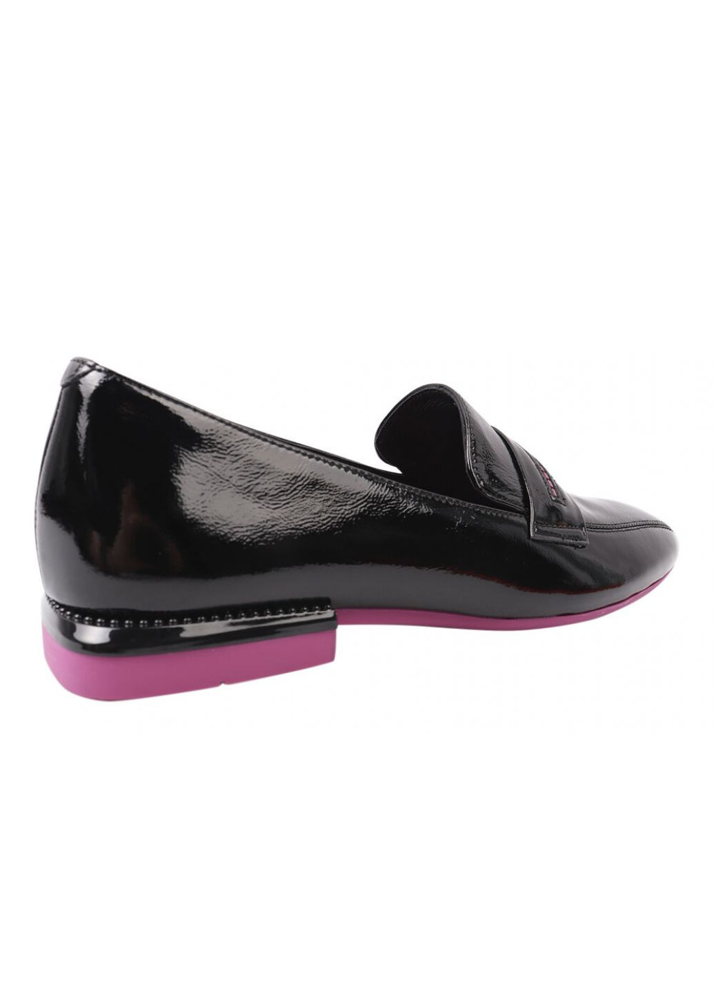 Туфлі жіночі з натуральної лакової шкіри, на низькому ходу, чорні, Brocoly 320-21dtc (257429101)