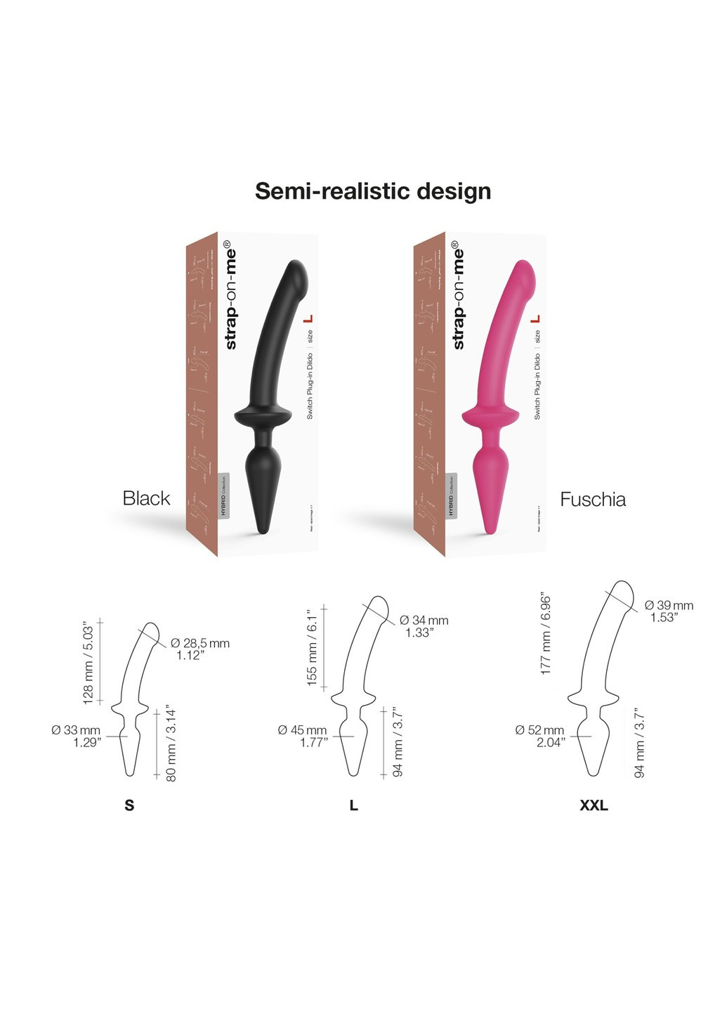 Анальная пробка с дилдо 2в1 SWITCH PLUG-IN DILDO Black XXL, диаметр 5,2/3,9 см Strap-On-Me (258470854)