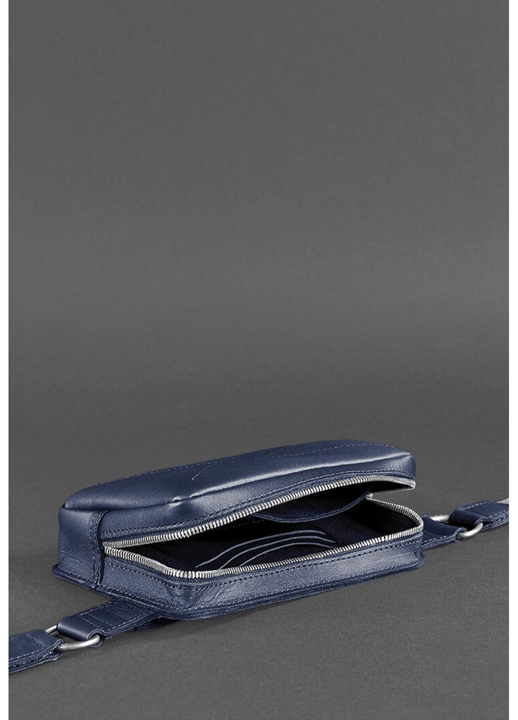 Шкіряна поясна сумка Dropbag Mini темно-синя bn-bag-6-navy-blue BlankNote (264478310)
