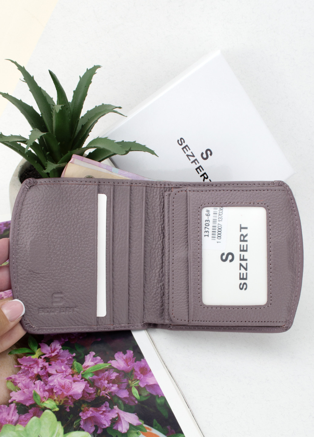 Жіночий шкіряний гаманець 13703-6 маленький пурпурний Sezfert (261240275)