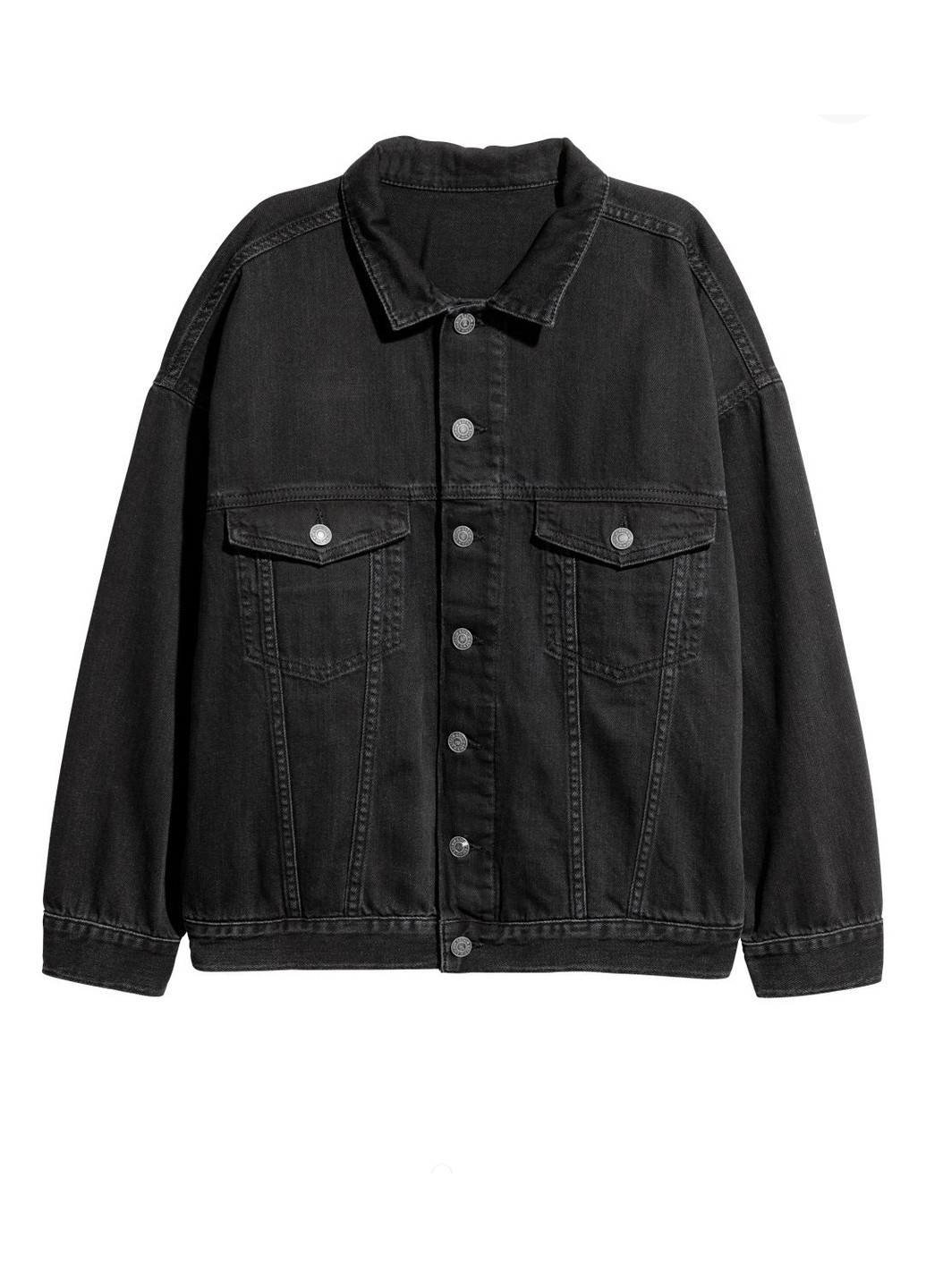 Чорна демісезонна жіноча джинсова куртка оверсайз н&м (56022) xs чорна H&M