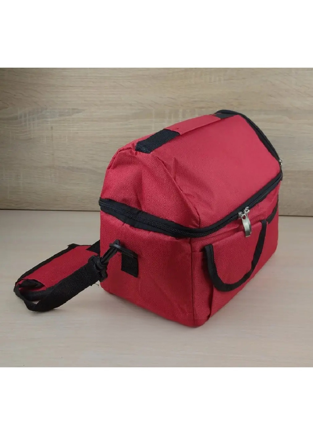 Термосумка термоізоляційна сумка компактна містка на блискавці два термовідділи 25х24х16 см (475108-Prob) Червона Unbranded (262083038)