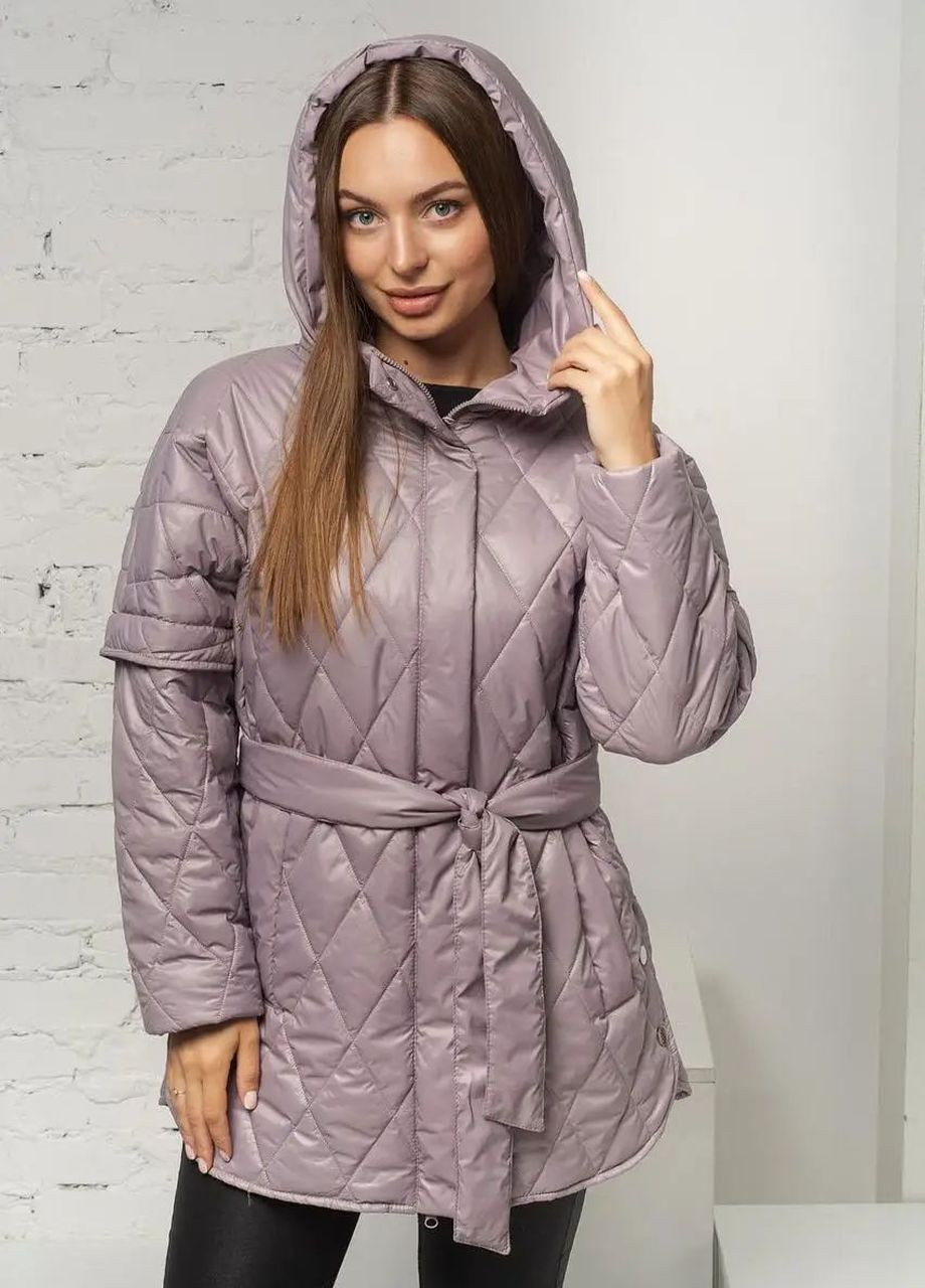 Пудровая демисезонная осенняя женская куртка большого размера SK