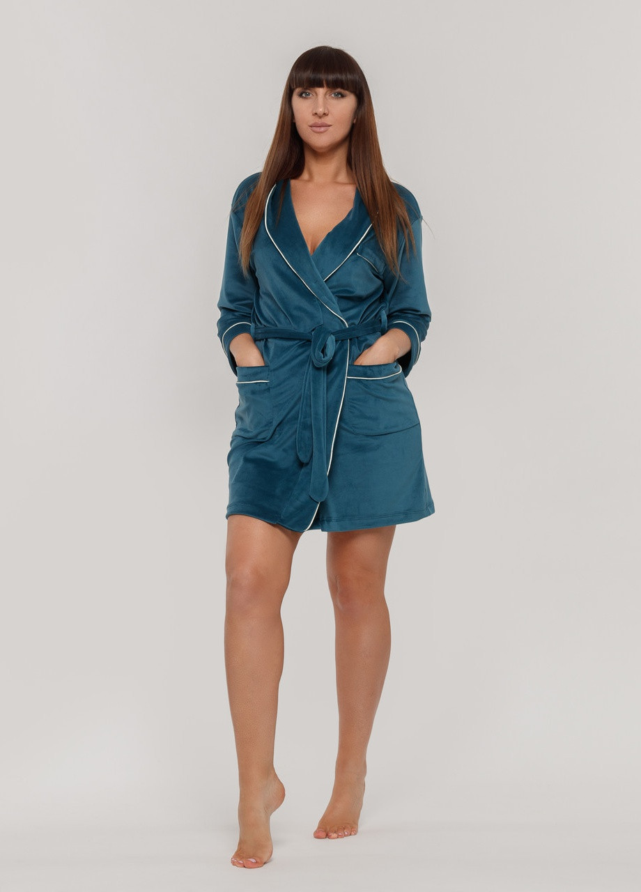 Халат женский велюровый с кантом Изумруд Maybel (257782261)