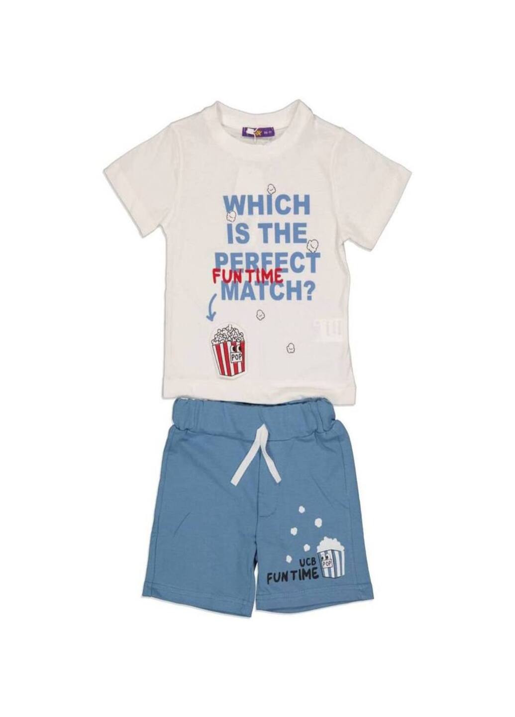 Молочный летний костюм лето для мальчика футболка и шорты Модняшки