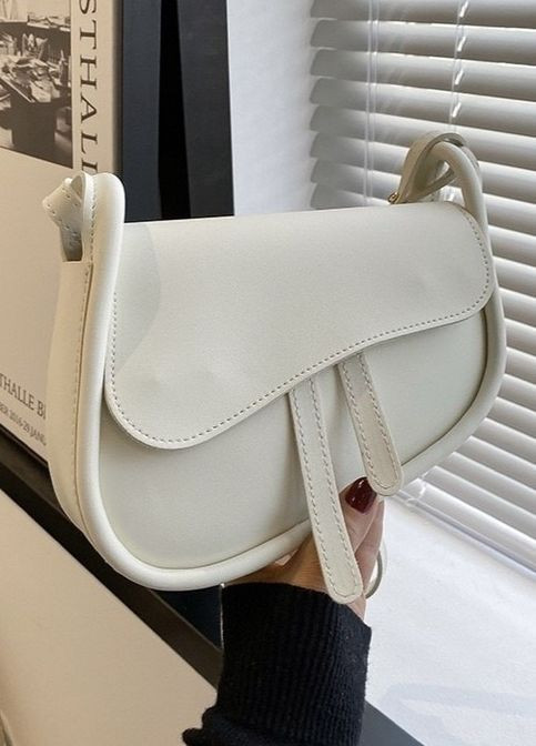 Женская классическая сумка седло 7048 кросс-боди через плечо белая No Brand (276252273)