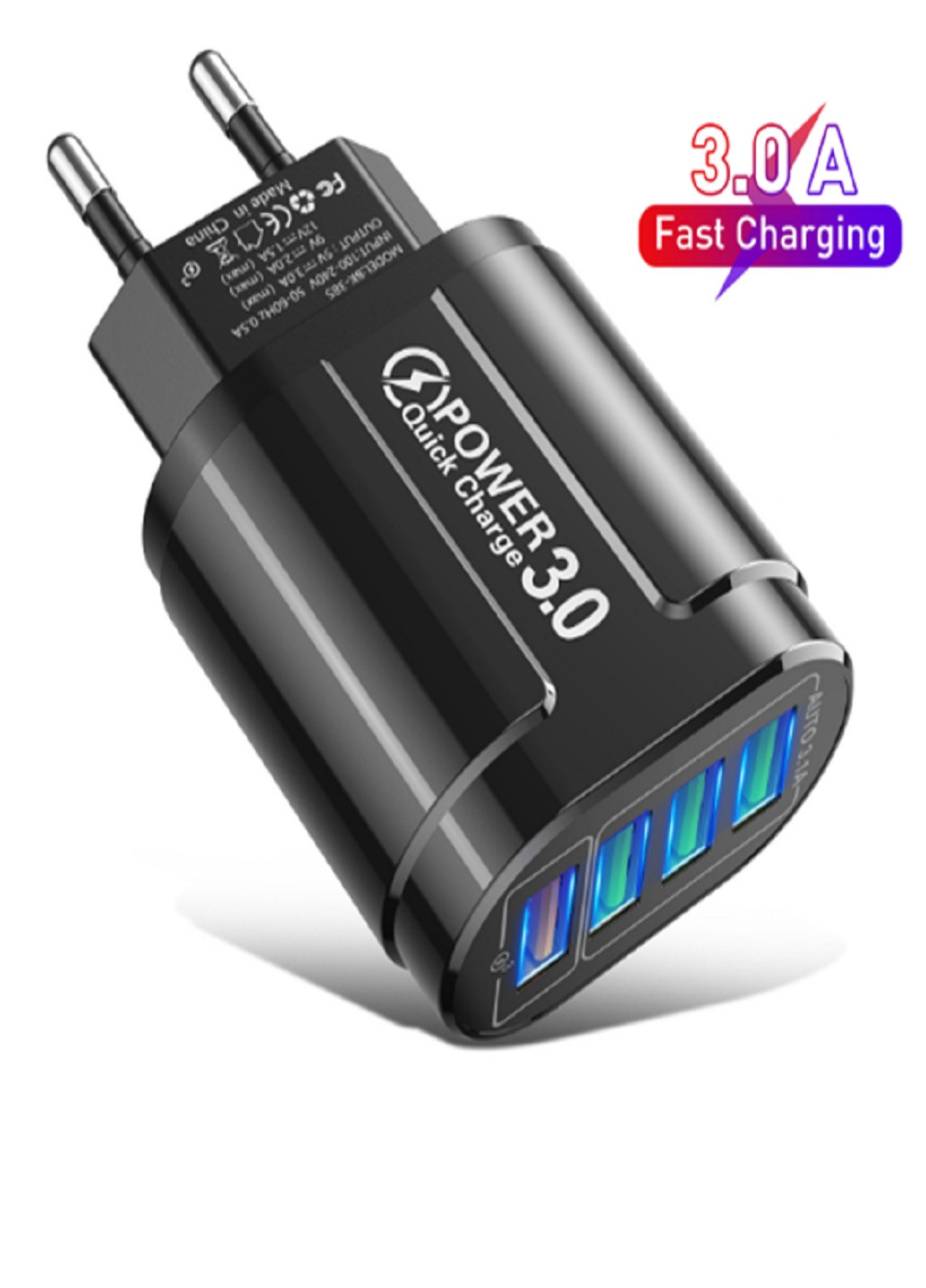 Зарядний пристрій USB Quick Charge 3.0 Чорна No Brand (260074321)