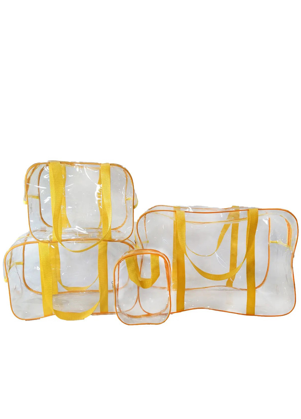 Набор из 3+1 прозрачных сумок в роддом Light желтый + косметичка EcoNova (269342045)