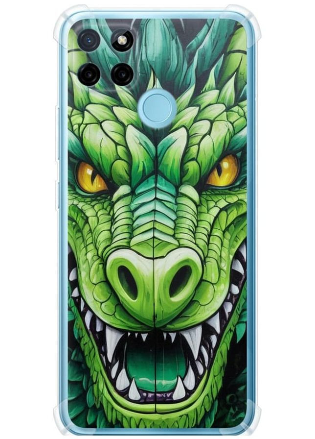 Силіконовий протиударний с посиленими кутами чохол 'Зелений дракон' для Endorphone Realme C21Y (275460056)