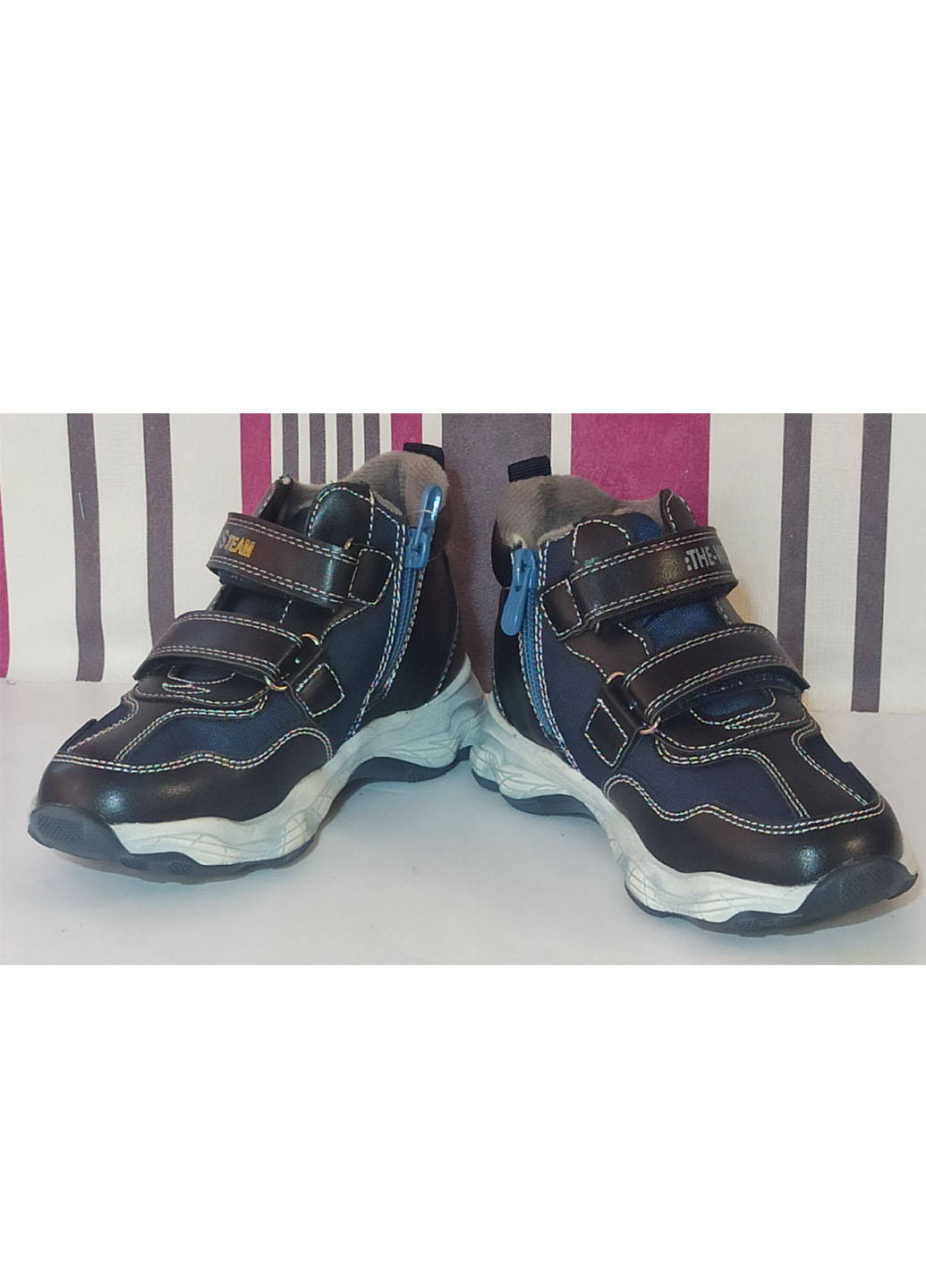 Темно-синие повседневные осенние детские демисезонные ботинки для мальчика утепленные на флисе 5975 р.32-20,5см Weestep