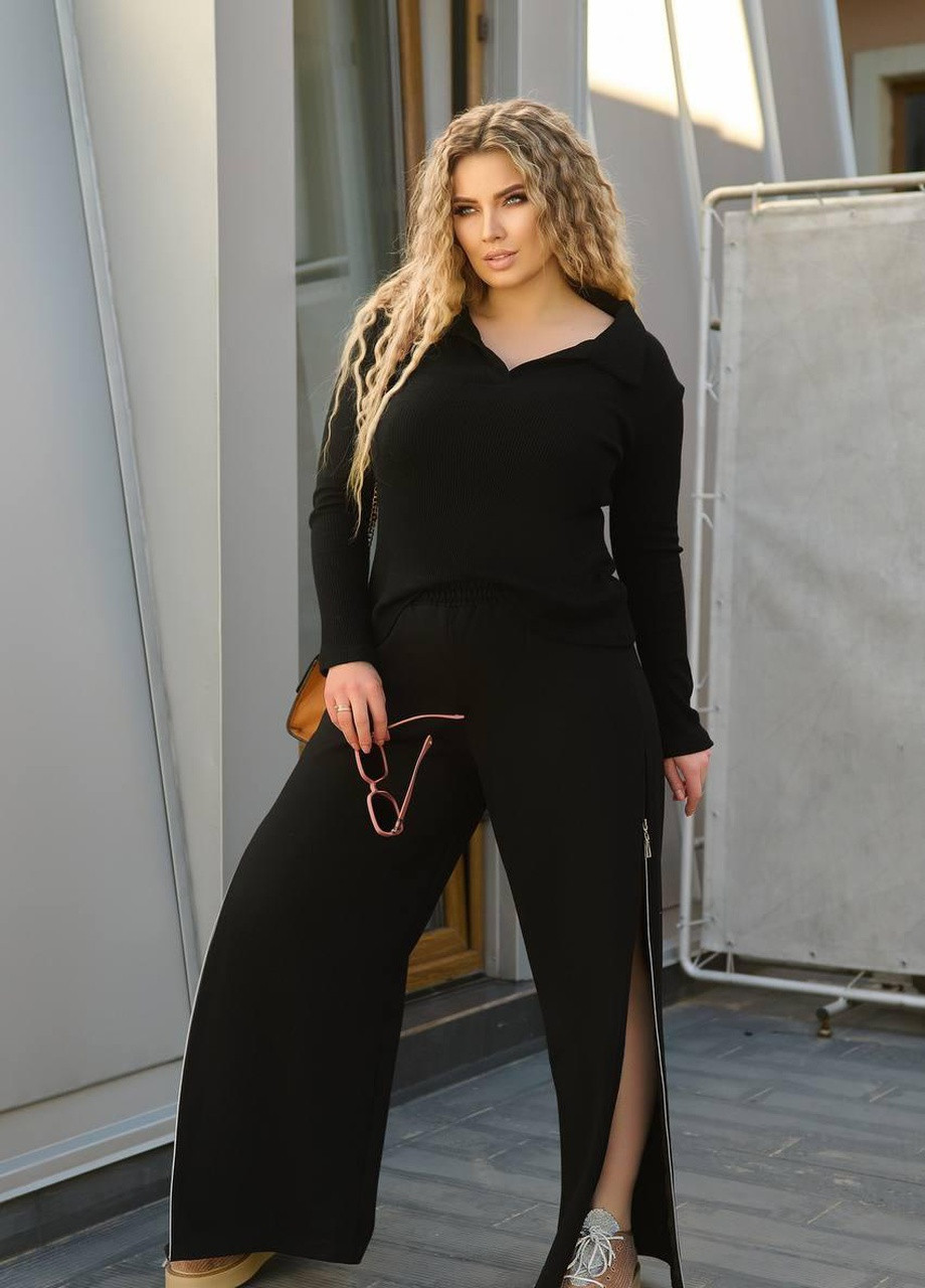 Женский свитер-поло черного цвета 408289 New Trend (258065873)
