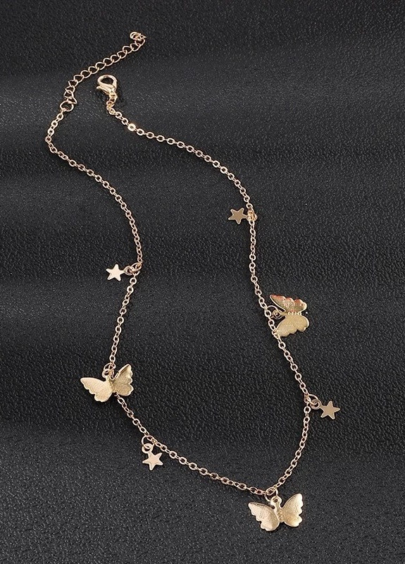 Цепочка золотистая с подвесками бабочками и звездочками 8041 G&N (259942001)