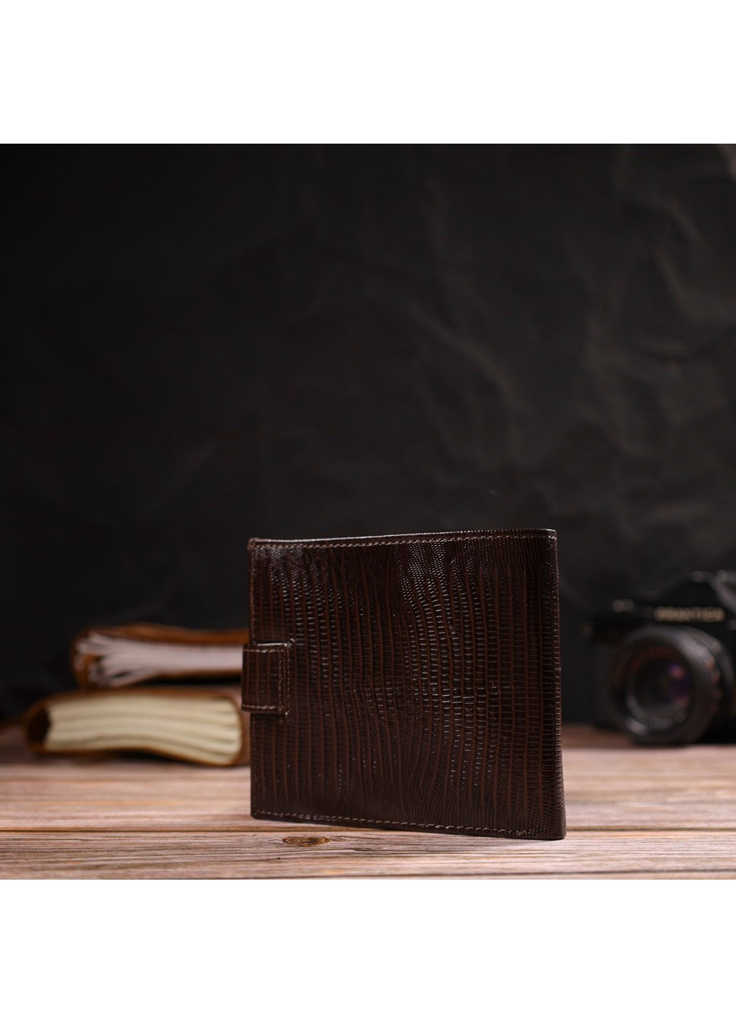 Чоловічий сучасний гаманець горизонтального формату з натуральної шкіри з тисненням 21757 Коричневий Canpellini (259815790)
