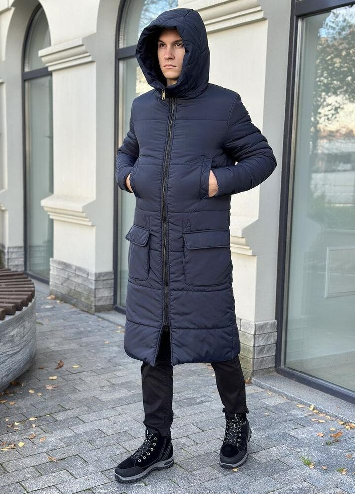 Темно-синяя зимняя зимняя куртка No Brand