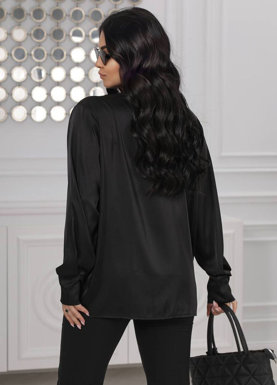 Черная демисезонная блузка шелковая оверсайз LeVi