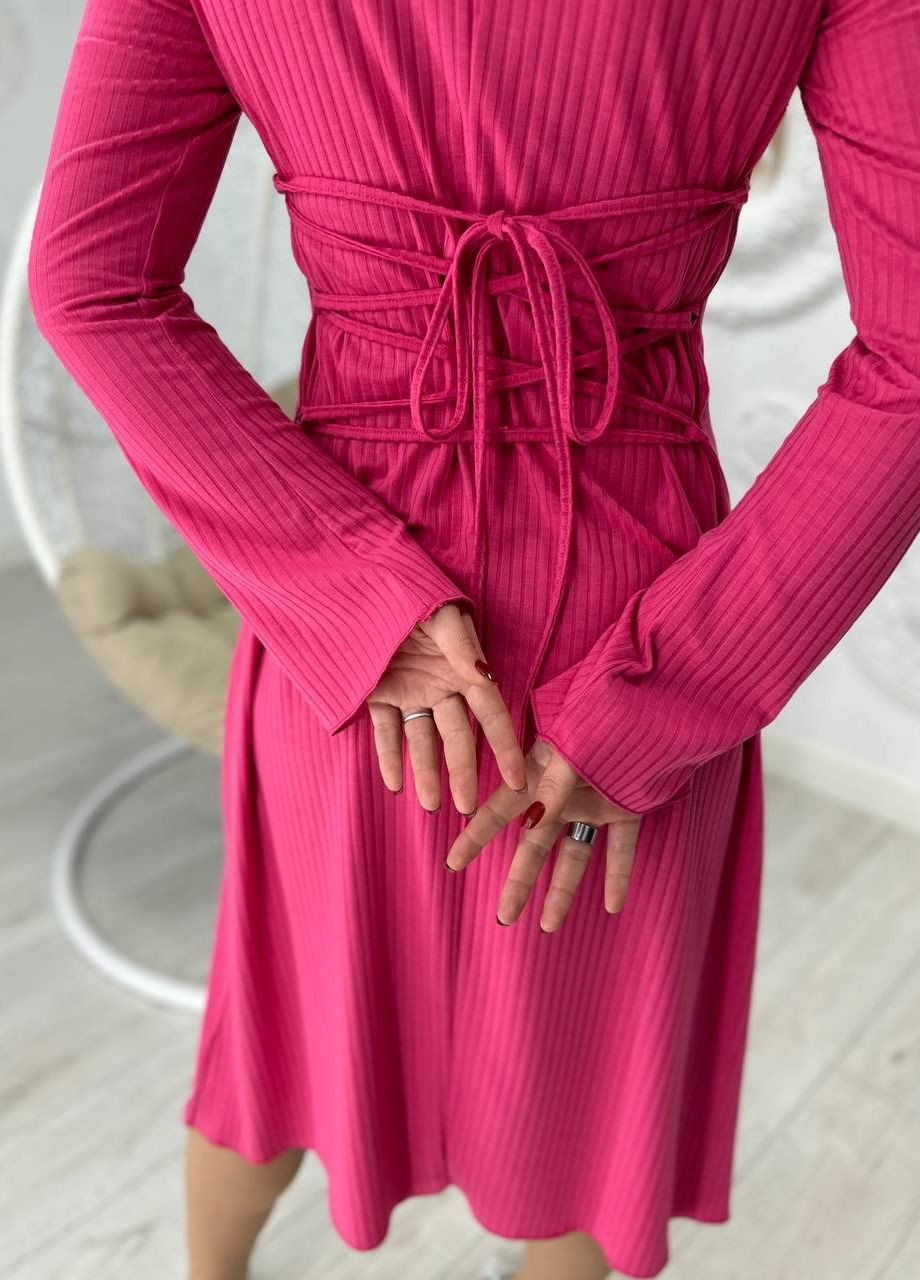 Рожева женское платье ниже колена цвет малина р.42/44 446250 New Trend