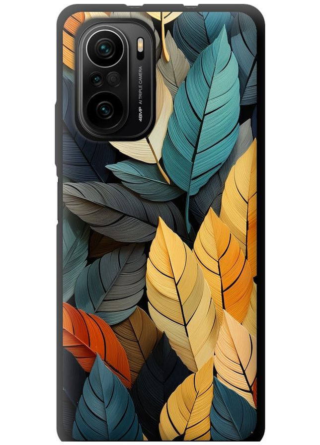 TPU черный чехол 'Кольорове листя' для Endorphone Xiaomi Poco F3 (265398757)