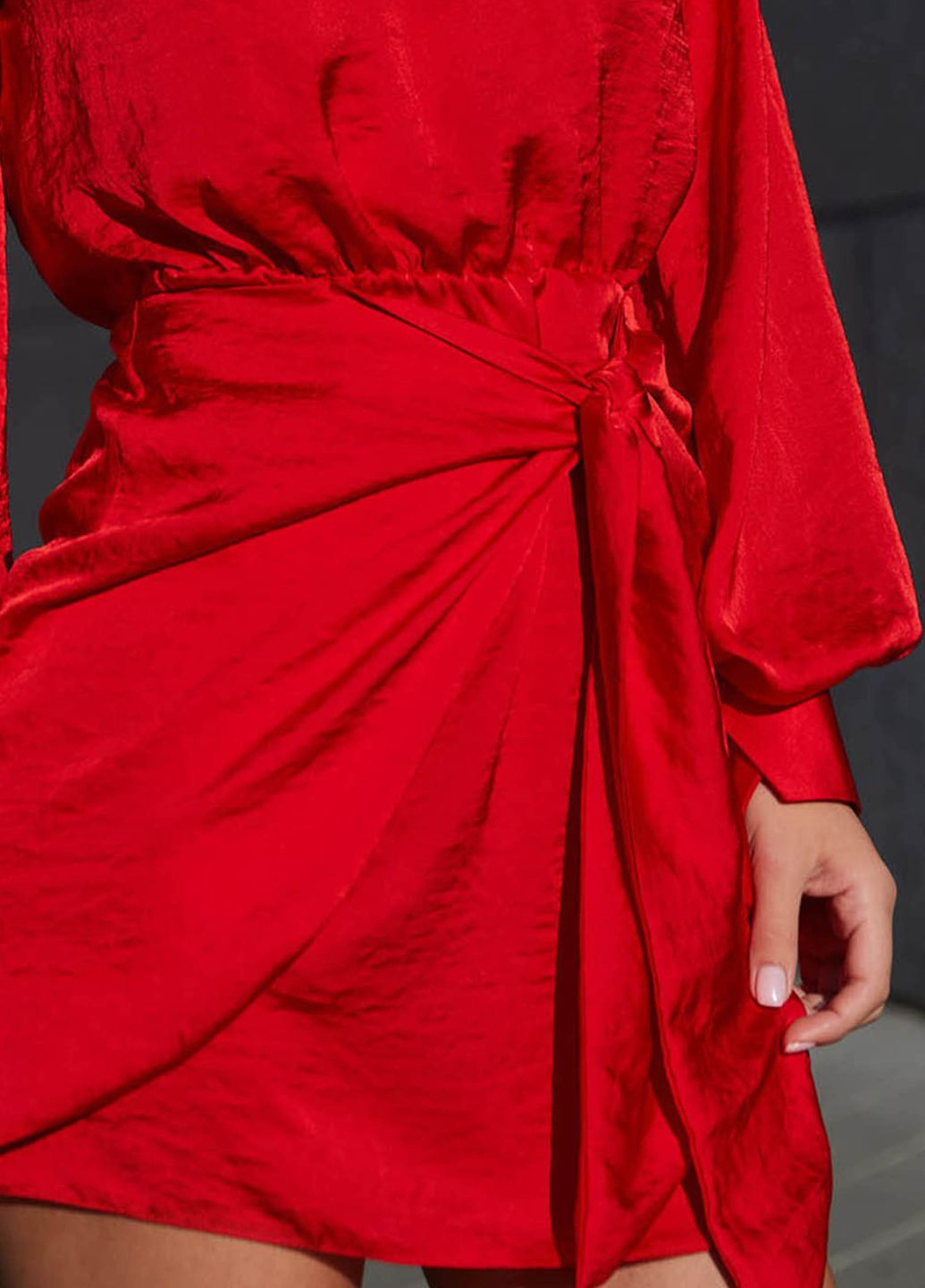 Червона святковий, вечірня вечірня шовкова міні-сукня червоного кольору Jadone Fashion однотонна