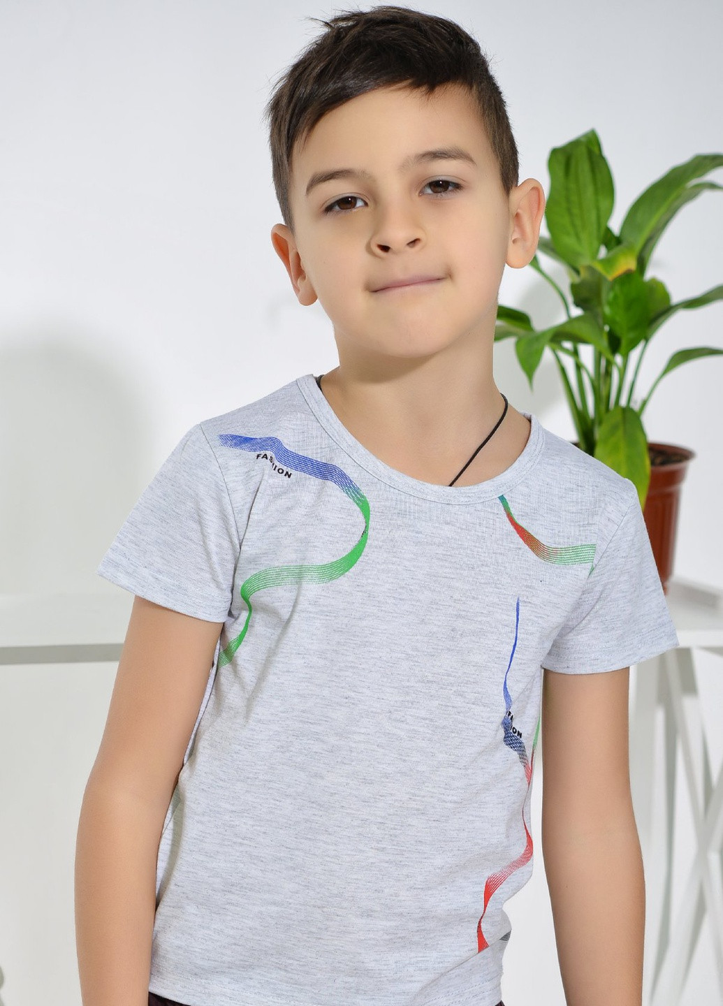 Серая футболки сорочки футболка на хлопчика сіра (лента) Lemanta
