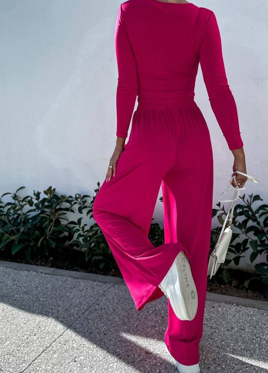 Малинова всесезон жіночий костюм для прогулянок малинового кольору розмір 44-46 кофта + брюки Let's Shop