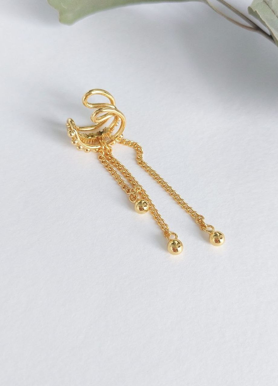 Кафа на вухо з ланцюжками MK1246-1 жовте золото DeKolie (260596482)