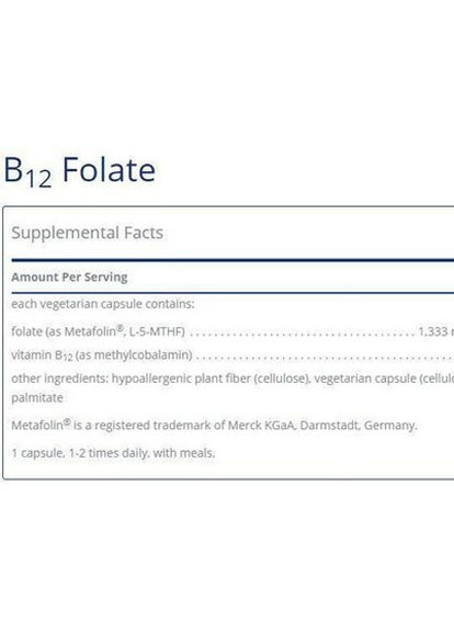 B12 Folate 800 mcg 60 Caps Pure Encapsulations (258763345)