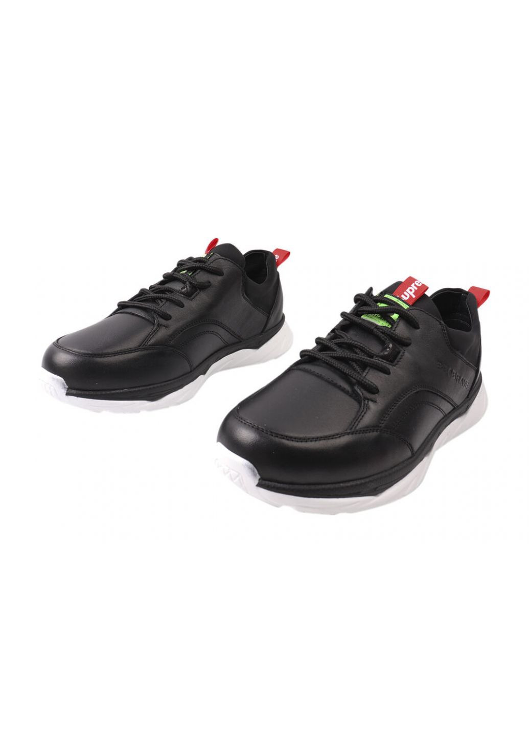 Черные кроссовки мужские из натуральной кожи, на низком ходу, на шнуровке, цвет черный, украина Brave 187-21DTS
