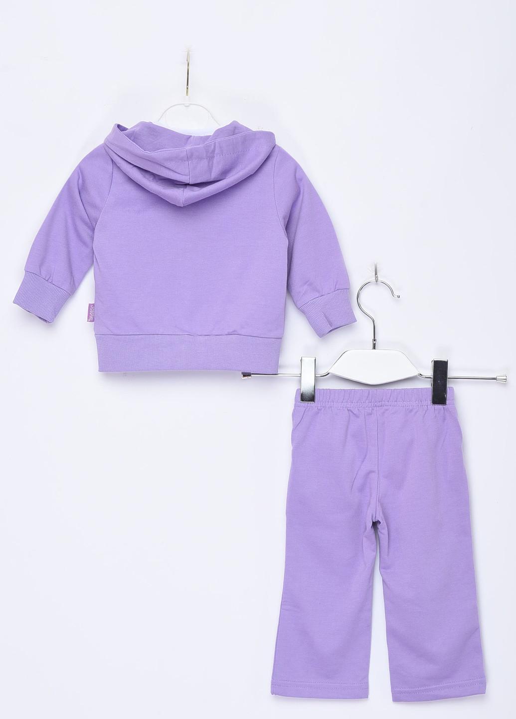Сиреневый демисезонный спортивный костюм 3-ка детский для девочки с капюшоном сиреневого цвета Let's Shop