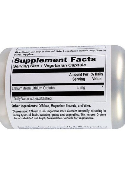 Lithium Orotate 5 mg 60 Veg Caps CAL-38038 KAL (256724388)