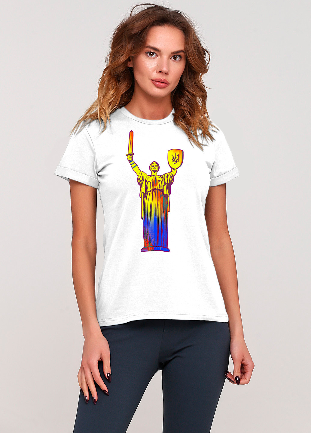 Футболка женская белая с принтом Родина-Мать Malta - (274088396)