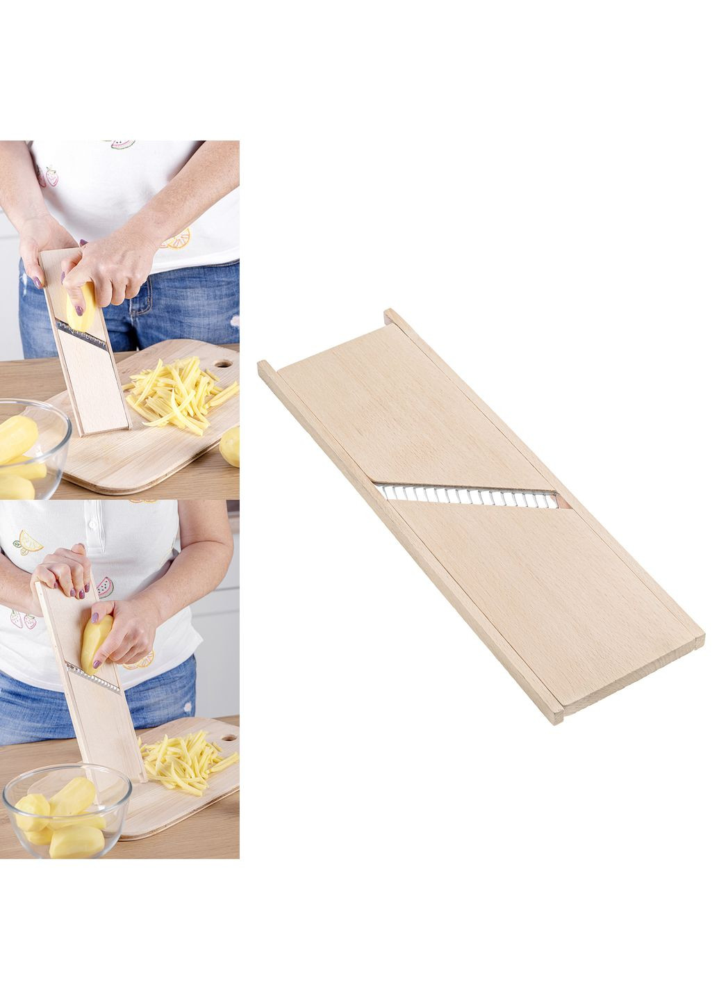 Шинковка деревянная широкая для картошки фри 32х11 см Kitchette (262291060)